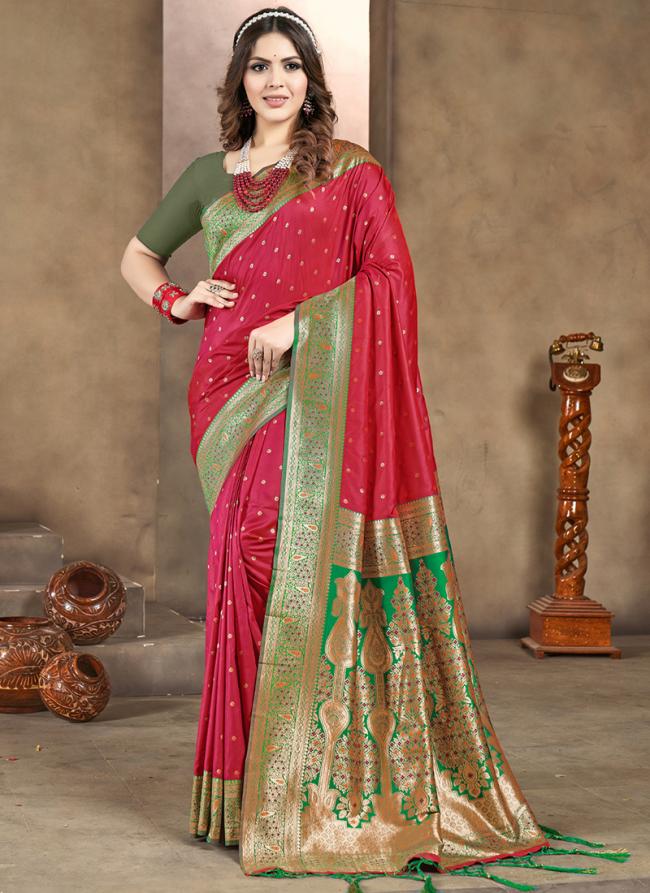 Silk Red Party Wear Weaving Saree